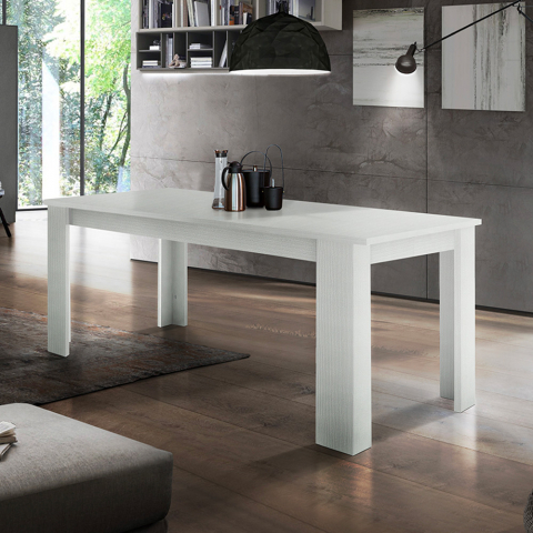 Table à manger extensible 4-8 personnes bois blanc salon Jesi Hout Promotion