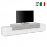 Meuble TV Design 240cm 4 placards 3 Portes Blanc Gris Corona Low Grey Vente