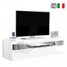 Meuble TV salon 130 cm 2 compartiments 1 porte blanc brillant Burrata Smart Vente