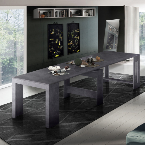 Table à manger Extensible 90x51-300cm Design Moderne noir Pratika Promotion