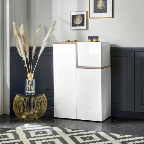 Buffet 3 Portes Battantes 80cm Entrée Salon Zet Vaux Acero