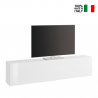 Meuble TV de salon 180cm 1 porte 2 compartiments blanc brillant Joy Low Vente