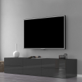 Meuble TV de salon 4 tiroirs design anthracite brillant Metis Living Report Promotion