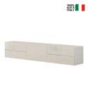 Meuble TV de salon design blanc brillant 170cm 4 tiroirs Metis Living Vente
