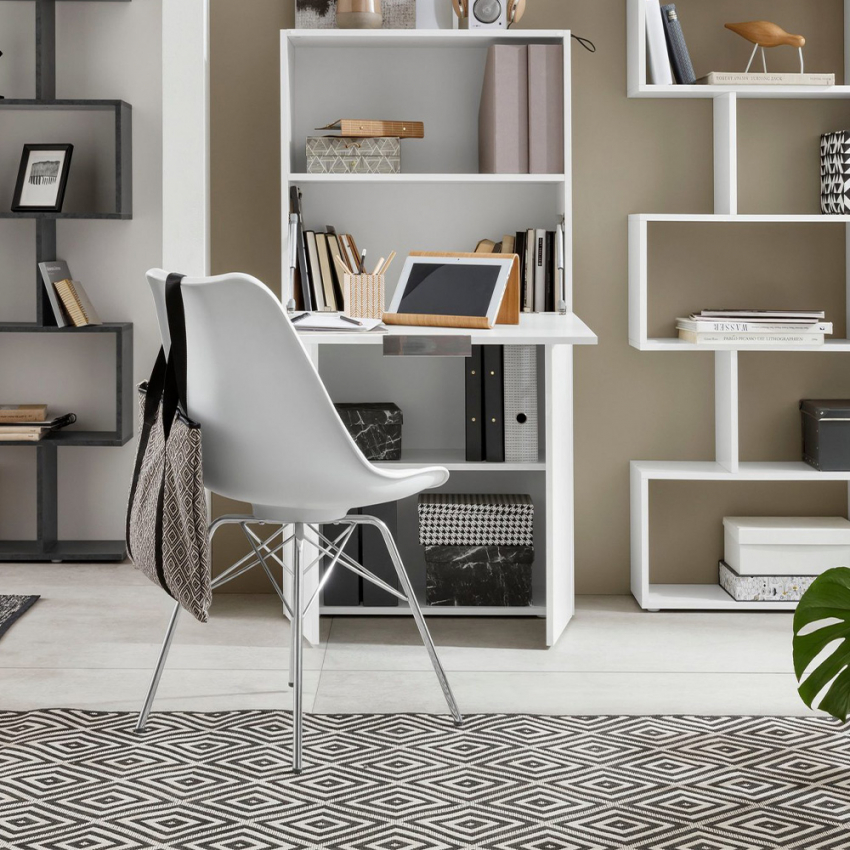 Bureau 70x70 Pliable Avec Étagère Rétractable Armoire Dalia