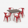 table 80x80cm design industriel + 4 chaises style Lix bar cuisine hustle white 