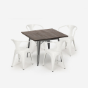 Ensemble  table 80x80 design industriel + 4 chaises style cuisine bar hustle Dimensions
