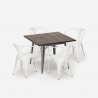 Ensemble  table 80x80 design industriel + 4 chaises style cuisine bar hustle Dimensions