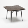 Ensemble  table 80x80 design industriel + 4 chaises style cuisine bar hustle 