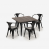table 80x80cm + 4 chaises design industriel style Lix cuisine et bar hustle black Achat