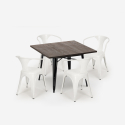 table 80x80cm + 4 chaises design industriel style cuisine et bar hustle black Modèle
