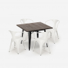 table 80x80cm + 4 chaises design industriel style cuisine et bar hustle black Modèle