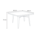 table 80x80cm + 4 chaises design industriel style cuisine et bar hustle black 