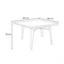 table 80x80cm + 4 chaises design industriel style Lix cuisine et bar hustle black 