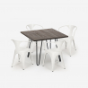 table 80x80 + 4 chaises style design industriel bar cuisine restaurant reims dark Dimensions