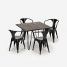 table 80x80 + 4 chaises style Lix design industriel bar cuisine restaurant reims dark Achat