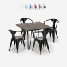 table 80x80 + 4 chaises style Lix design industriel bar cuisine restaurant reims dark Réductions