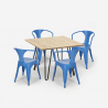table 80x80 design industriel + 4 chaises style bar cuisine bar reims light Prix