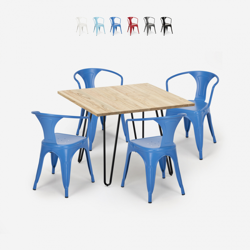 table 80x80 design industriel + 4 chaises style bar cuisine bar reims light Remises table 80x80 design industriel + 4 chaises style bar cuisine bar reims light Remises