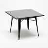 Ensemble table noire 80x80 + 4 chaises style bar restaurant century black 