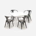 table blanc acier 80x80 + 4 chaises style de bar century white Prix
