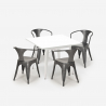 table blanc acier 80x80 + 4 chaises style de bar century white Prix