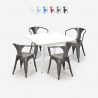 table blanc acier 80x80 + 4 chaises style de bar century white Remises