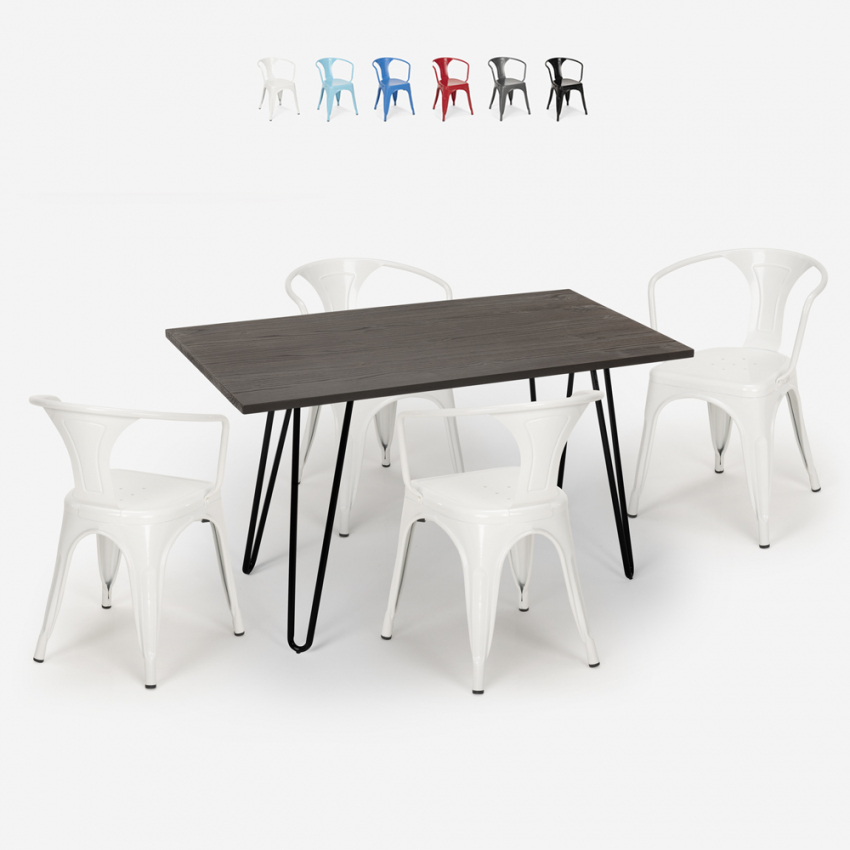 table 120x160 + 4 chaises style industriel cuisine et bar wismar Offre