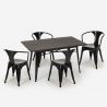 table 120x60cm design industriel + 4 chaises style cuisine bar restaurant caster Achat