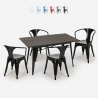table 120x60cm design industriel + 4 chaises style cuisine bar restaurant caster Réductions