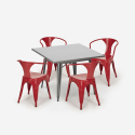 table 80x80 + 4 chaises en acier style cuisine bar restaurant century Modèle