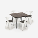 table 80x80 + 4 chaises style industriel cuisine restaurant et bar hustle wood Prix