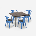 table 80x80 + 4 chaises style industriel cuisine restaurant et bar hustle wood Caractéristiques