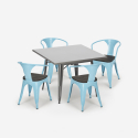 table 80x80 + 4 chaises style industriel bois métal cuisine bar century wood Dimensions