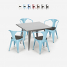 table 80x80 + 4 chaises style industriel bois métal cuisine bar century wood Vente