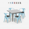 table 80x80 + 4 chaises style Lix industriel bois métal cuisine bar century wood Vente