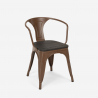 table 80x80 + 4 chaises style industriel bois métal cuisine hustle wood black 