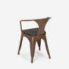 table 80x80 + 4 chaises style industriel bois métal cuisine hustle wood black 