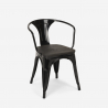 table 80x80 + 4 chaises style industriel bois métal cuisine hustle wood black 