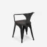 table 80x80 + 4 chaises style industriel bois métal cuisine hustle wood black 