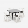 table noire 80x80 + 4 chaises style Lix industriel cuisine restaurant bar century wood black Prix