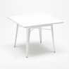 table blanche 80x80 + 4 chaises style industriel bois century wood white 