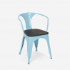 table 80x80 + 4 chaises style industriel bois métal cuisine bar century wood 