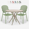 Table Ronde Beige 80cm + 2 Chaises Extérieur Jardin bar Restaurant Valet Réductions