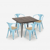 table cuisine 80x80cm + 4 chaises style Lix bois industriel hustle top light Choix