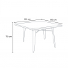 table cuisine 80x80cm + 4 chaises style bois industriel hustle top light 