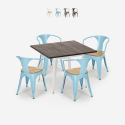 table cuisine restaurant 80x80cm + 4 chaises style Lix bois hustle white top light Vente