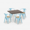 table cuisine restaurant 80x80cm + 4 chaises style Lix bois hustle white top light Choix