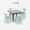 table noire 80x80 + 4 chaises style Lix bar cuisine restaurant century black top light Vente