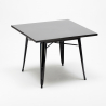 table noire 80x80 + 4 chaises style Lix bar cuisine restaurant century black top light Dimensions